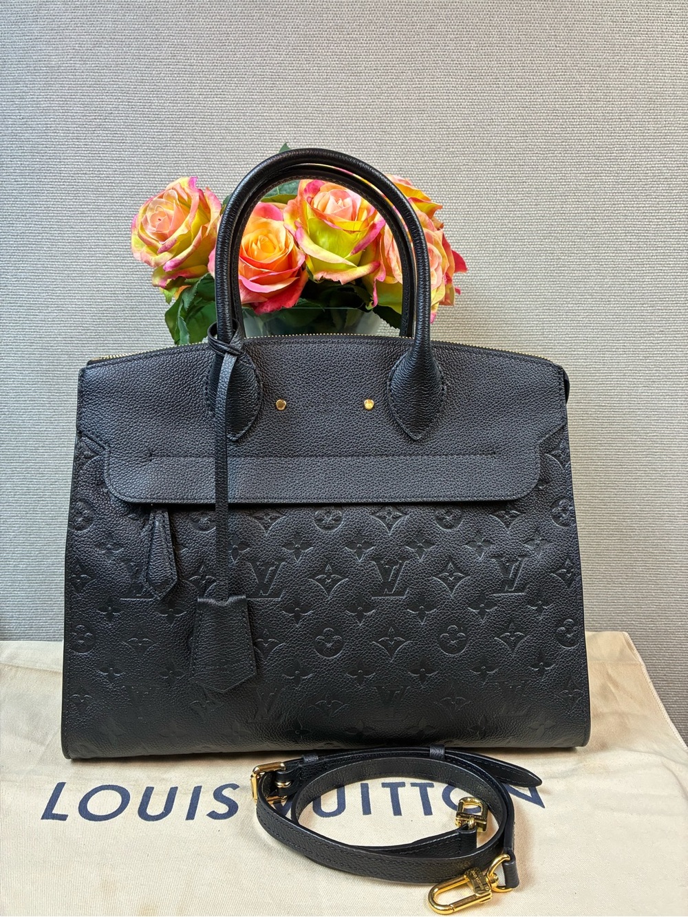 Louis Vuitton LV Black Monogram Empreinte Pont Neuf GM Bag - Fantastic Condition